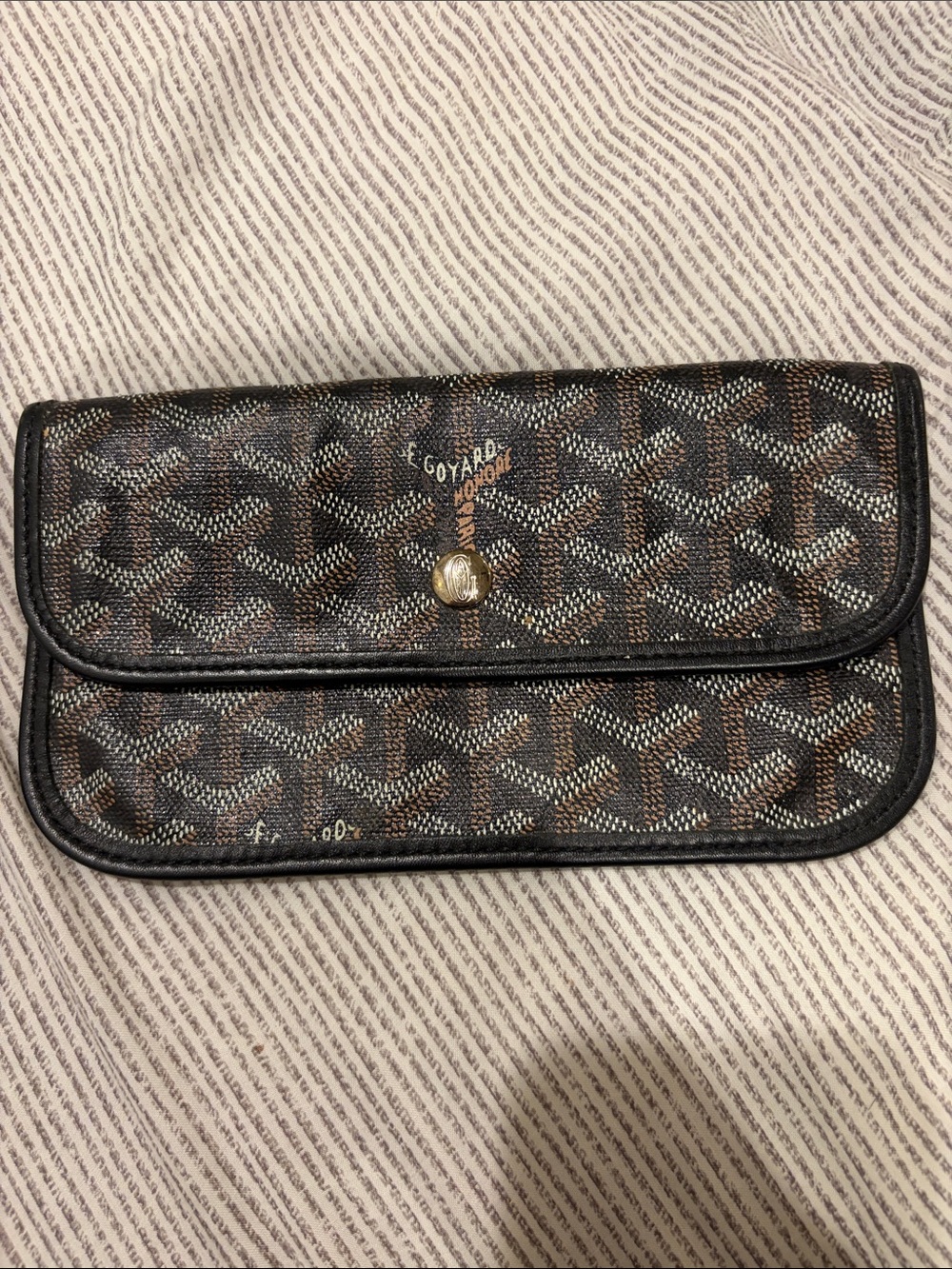 Goyard Brown and Black Chevron Foldover Wallet - Picture 1 of 4